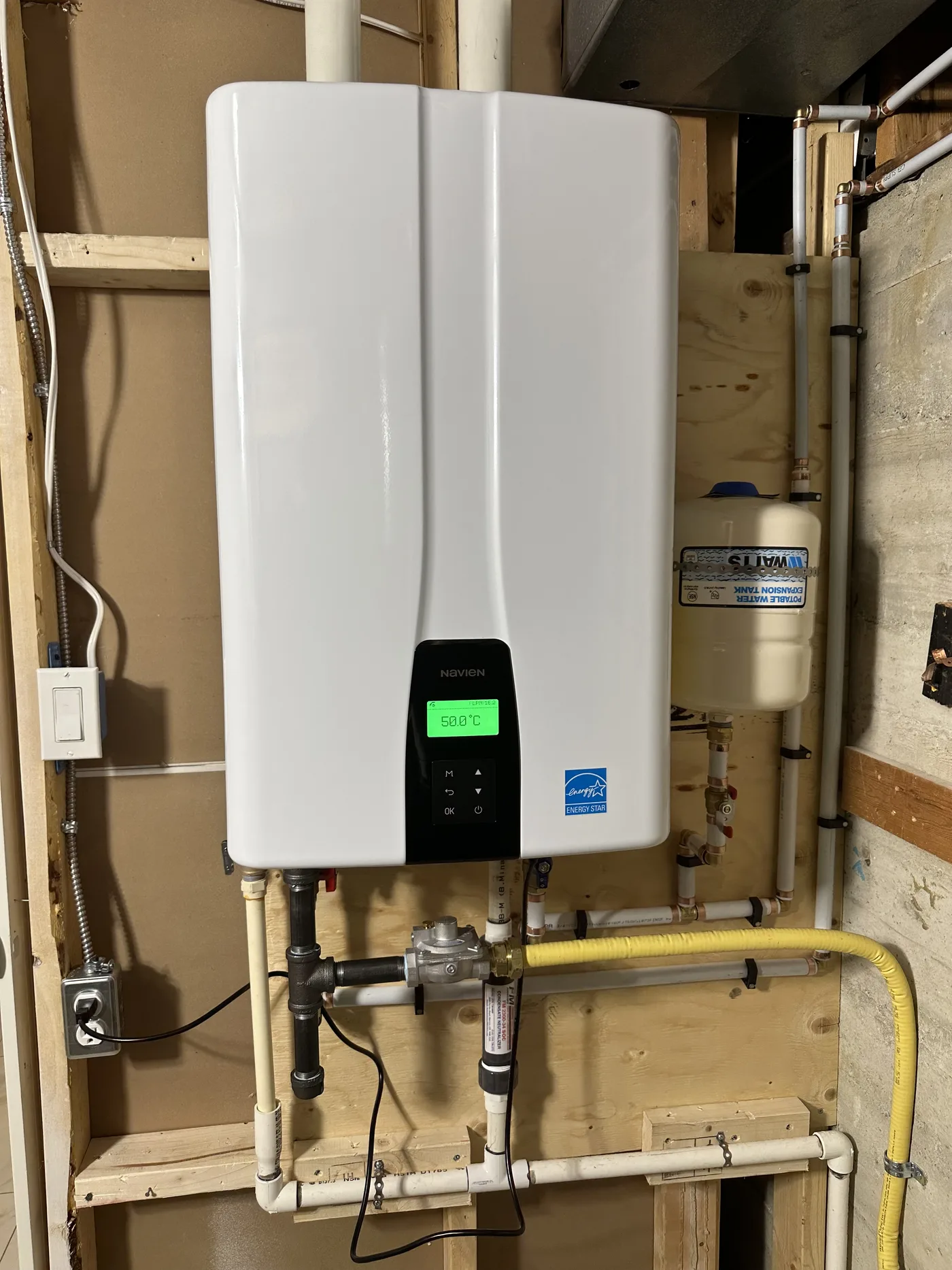 Navien tankless up and running, ready for handover